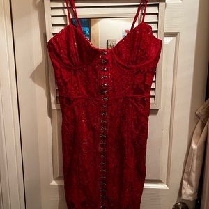 Tobi red lace mini dress. Perfect for a girls night out! Size medium.